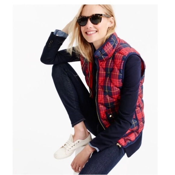 J. Crew Excursion Down Filled Puffer Vest in Tartan Plaid - Picture 1 of 12